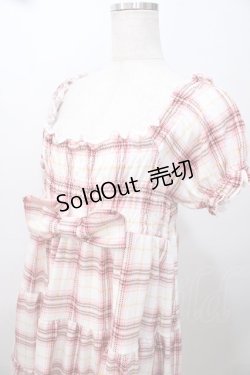 画像3: LIZ LISA / ビッグリボンチェック柄オフショルワンピ 0 オフ白×ピンク Y-25-08-13-035-LO-OP-SZ-ZY