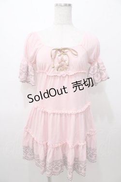 画像1: LIZ LISA / 裾刺繍オフショルチュニック 0 ピンク Y-25-08-13-036-LO-OP-SZ-ZI