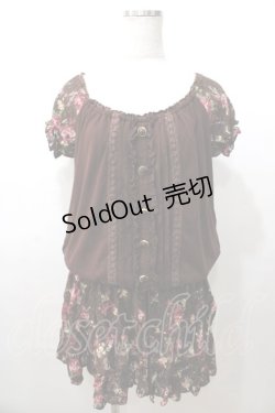 画像1: LIZ LISA / バラレースオフショルワンピース 0 ブラウン Y-25-08-13-038-LO-OP-SZ-ZY