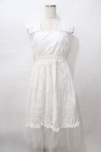 LIZ LISA / チュール×コットンロングワンピース 0 白 Y-25-08-13-040-LO-OP-SZ-ZY