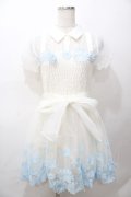 LIZ LISA / マーガレット刺繍オーガンジーワンピース 0 ホワイト×ブルー Y-25-08-13-041-LO-OP-SZ-ZY
