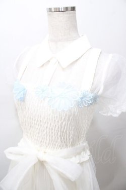 画像3: LIZ LISA / マーガレット刺繍オーガンジーワンピース 0 ホワイト×ブルー Y-25-08-13-041-LO-OP-SZ-ZY