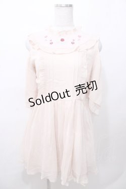 画像1: LIZ LISA / バラ刺繍肩あきワンピース 0 ピンクベージュ Y-25-08-13-048-LO-OP-SZ-ZH