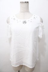 LIZ LISA / 肩あきビジュートップス 0 白 Y-25-08-13-006-LO-TO-SZ-ZY