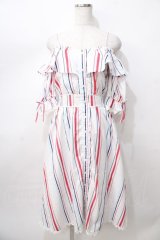 LIZ LISA / マルチストライプ肩あきワンピース 0 ホワイト Y-25-08-13-067-LO-OP-SZ-ZY