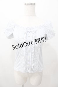 LIZ LISA / オフショル編み上げトップス 0 サックス Y-25-08-13-008-LO-TO-SZ-ZY