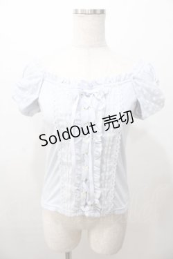 画像1: LIZ LISA / オフショル編み上げトップス 0 サックス Y-25-08-13-008-LO-TO-SZ-ZY