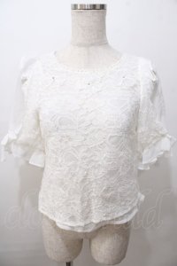 LIZ LISA / シフォンリボンレーストップス 0 白 Y-25-08-13-009-LO-TO-SZ-ZY
