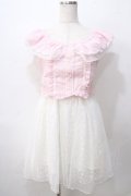 LIZ LISA / ストライプ切替ドットチュールワンピース 0 ピンク×白 Y-25-08-13-082-LO-OP-SZ-ZY