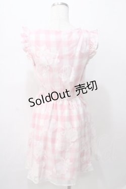 画像2: LIZ LISA / ギンガム柄バラプリントノースリーブワンピース 0 ピンク Y-25-08-13-083-LO-OP-SZ-ZY