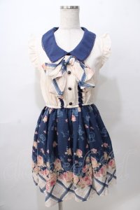 LIZ LISA / 眠り姫花柄ワンピース 0 紺 Y-25-08-13-088-LO-OP-SZ-ZY