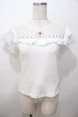 画像1: LIZ LISA / ハートヨクリブ刺繍トップス 0 白 Y-25-08-13-011-LO-TO-SZ-ZY