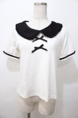 LIZ LISA / バイカラーリボントップス 0 オフ白 Y-25-08-13-012-LO-TO-SZ-ZY