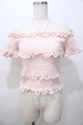 LIZ LISA / シャーリングオフショルトップス 0 ピンク Y-25-08-13-016-LO-TO-SZ-ZY