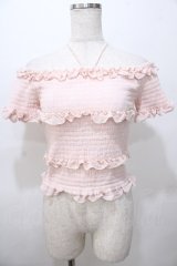 LIZ LISA / シャーリングオフショルトップス 0 ピンク Y-25-08-13-016-LO-TO-SZ-ZY