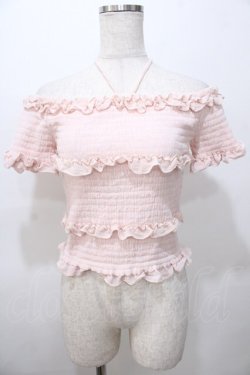 画像1: LIZ LISA / シャーリングオフショルトップス 0 ピンク Y-25-08-13-016-LO-TO-SZ-ZY