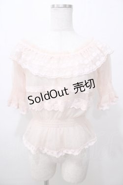 画像1: LIZ LISA / リボンレースチュールブラウス 0 ピンク Y-25-08-13-018-LO-TO-SZ-ZY