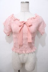 LIZ LISA / シャーリングトップス 0 ピンク Y-25-08-13-019-LO-TO-SZ-ZY