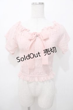 画像1: LIZ LISA / シャーリングトップス 0 ピンク Y-25-08-13-019-LO-TO-SZ-ZY