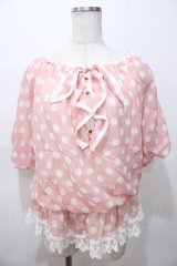 LIZ LISA / ドット柄オフショルトップス 0 ピンク Y-25-08-13-020-LO-TO-SZ-ZY