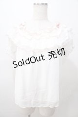 LIZ LISA / スモッキング刺繍オフショルトップス 0 白×ピンク Y-25-08-13-024-LO-TO-SZ-ZH
