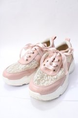 axes femme / レースハイテクスニーカー M ピンク Y-25-08-15-040-AX-SH-SZ-ZY