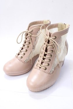 画像1: axes femme / チュールレースアップブーツ M ベージュ Y-25-08-15-044-AX-SH-SZ-ZY