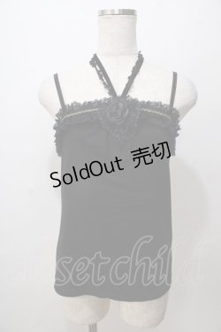 画像1: axes femme / ホルター付コサージュキャミ M 黒 Y-25-08-15-046-AX-TO-SZ-ZY