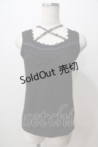 axes femme / ビジューホルター付きタンクトップ M 黒 Y-25-08-15-048-AX-TO-SZ-ZY