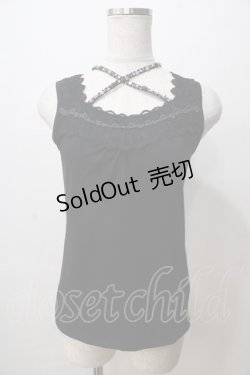 画像1: axes femme / ビジューホルター付きタンクトップ M 黒 Y-25-08-15-048-AX-TO-SZ-ZY