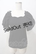 axes femme POETIQUE / スカラップシフォン袖トップス M 黒 Y-25-08-15-053-AX-TO-SZ-ZY