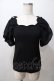 画像1: axes femme POETIQUE / スカラップシフォン袖トップス M 黒 Y-25-08-15-053-AX-TO-SZ-ZY (1)