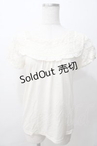 axes femme / 花刺繍チュール切替プルオーバー M 生成り Y-25-08-15-055-AX-TO-SZ-ZY