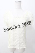 axes femme / 袖リボン蝶レース付プルオーバー M イエロー Y-25-08-15-058-AX-TO-SZ-ZY