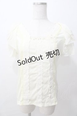 画像1: axes femme / 袖リボン蝶レース付プルオーバー M イエロー Y-25-08-15-058-AX-TO-SZ-ZY