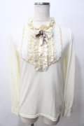 axes femme / サテンフリルトップス M 生成り Y-25-08-15-059-AX-TO-SZ-ZY