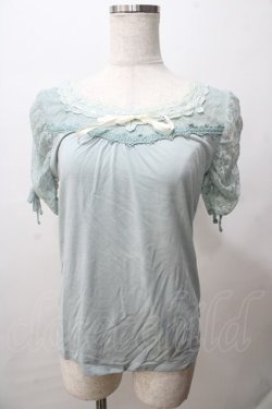 画像1: axes femme / レース袖プルオーバー M サックス Y-25-08-15-062-AX-TO-SZ-ZY