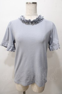 画像1: axes femme / 吸水速乾フリルビジュープルオーバー F グレー Y-25-08-15-063-AX-TO-SZ-ZY