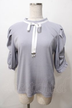 画像1: axes femme / リボン付リブトップス  サックス Y-25-08-15-064-AX-TO-SZ-ZY