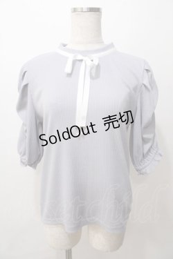 画像1: axes femme / リボン付リブトップス  サックス Y-25-08-15-064-AX-TO-SZ-ZI