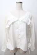axes femme POETIQUE / フリルデザインシャツ M 白 Y-25-08-15-066-AX-BL-SZ-ZY