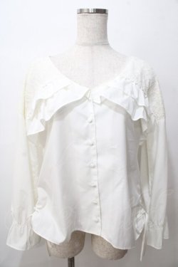 画像1: axes femme POETIQUE / フリルデザインシャツ M 白 Y-25-08-15-066-AX-BL-SZ-ZY