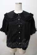 axes femme kawaii / 半袖丸襟コットンブラウス M 黒 Y-25-08-15-068-AX-BL-SZ-ZY
