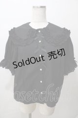 axes femme kawaii / 半袖丸襟コットンブラウス M 黒 Y-25-08-15-068-AX-BL-SZ-ZY