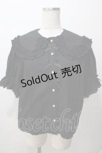 axes femme kawaii / 半袖丸襟コットンブラウス M 黒 Y-25-08-15-068-AX-BL-SZ-ZY