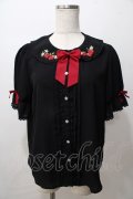 axes femme kawaii / ベリーズピクニック 半袖ブラウス M 黒 Y-25-08-15-069-AX-BL-SZ-ZY