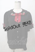 axes femme kawaii / ベリーズピクニック 半袖ブラウス M 黒 Y-25-08-15-069-AX-BL-SZ-ZY