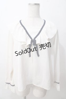 画像1: Fi.n.t / パイピングリボンラッフルカラーブラウス  アイボリー Y-25-08-15-074-CA-BL-SZ-ZY