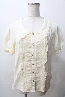 画像1: axes femme / レース配色シャドーストライプブラウス L 生成り Y-25-08-15-084-AX-BL-SZ-ZY