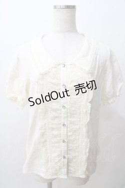 画像1: axes femme / レース配色シャドーストライプブラウス L 生成り Y-25-08-15-084-AX-BL-SZ-ZI